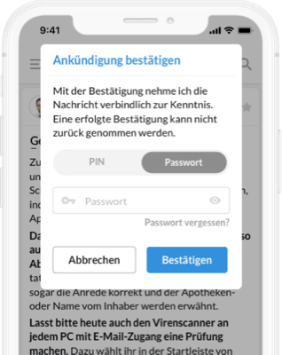 Screenshot Ankündigungen