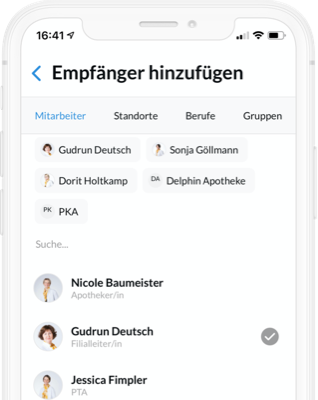 Screenshot Empfänger